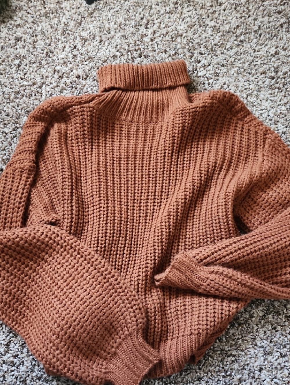 SHEIN Rust Orange Chunky Turtleneck Sweater - Picture 3 of 3